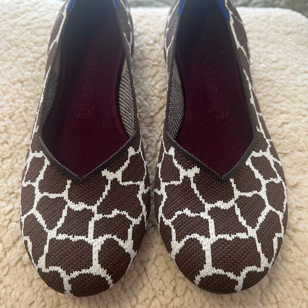 Rothy’s Brown Giraffe Print Round Toe Flats